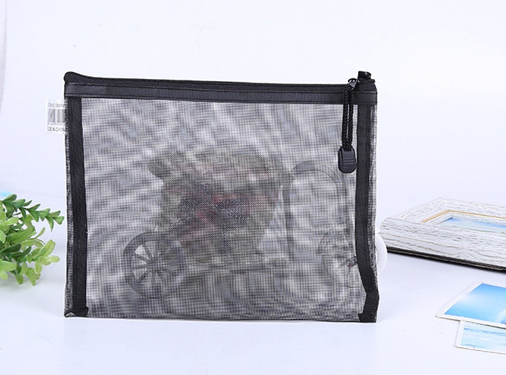 Transparent mesh cosmetic bag small portable hand to carry cute carry
