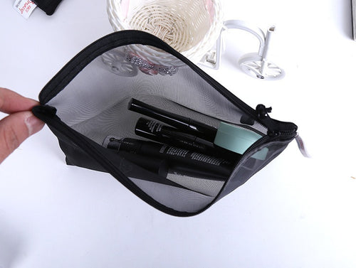 Transparent mesh cosmetic bag small portable hand to carry cute carry